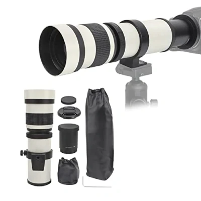 Afbeelding van Telescooplens, 420 800 mm supertelezoom F8.3 16 Handmatige scherpstelzoom Telelens Telescoop voor EF S vattingcamera, telezoomlens(Wit)