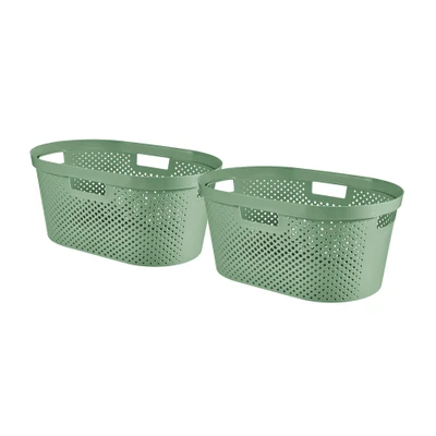 Afbeelding van Curver Infinity Recycled Dots Wasmand 40L 2 stuks Groen