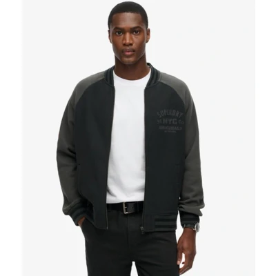 Afbeelding van Superdry Mannen Jersey College Bomberjack met Afbeeldingen Zwart Grootte: Xxl