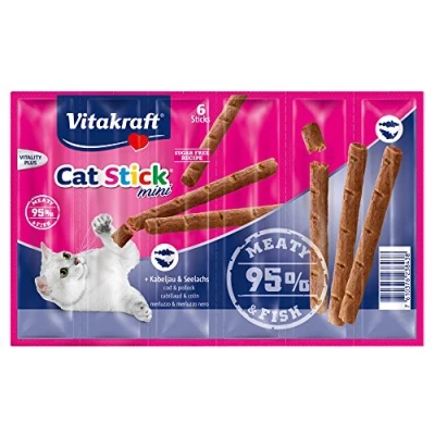 Afbeelding van Vitakraft Catstick Classic met kabeljauw &amp; koolvis kattensnack 2 x 6 sticks