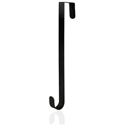 Afbeelding van AKH Kerstkrans hanger 30 cm in lengte metalen kranshaak over de deur krans opknoping haak kerst voor Kerstmis thuis kantoor muur kransen decor (zwart)