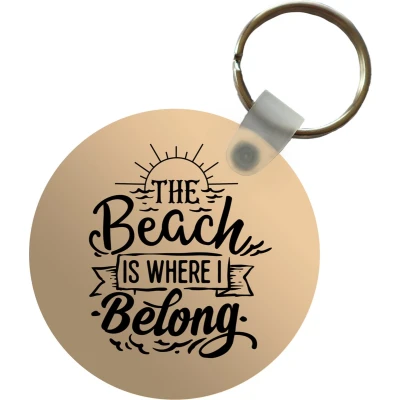 Afbeelding van Sleutelhanger Quotes Strand Zon Plastic Rond Uitdeelcadeautjes