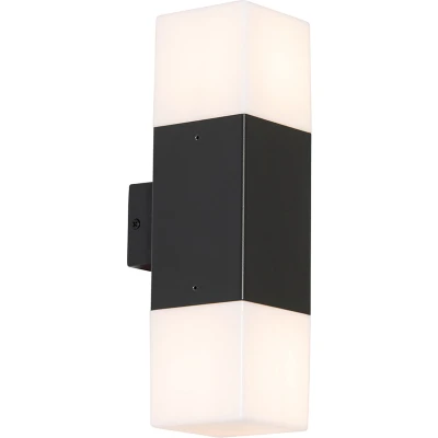 Afbeelding van QAZQA Buiten wandlamp zwart met opale kap 2 lichts IP44 Denmark