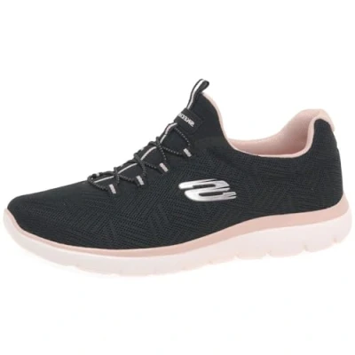 Afbeelding van Skechers Summit Artistry Chic Sneakers voor dames, Zwart Mesh Lichtroze Trim, 37.5 EU