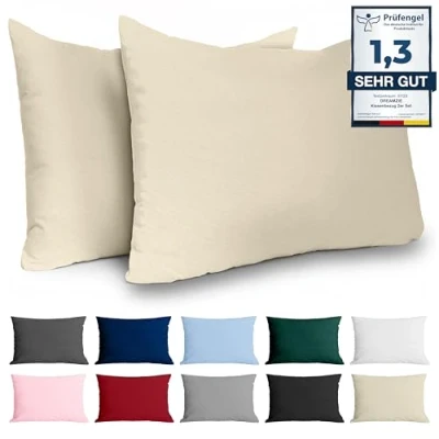 Afbeelding van 40x70 Versterkte katoenen kussenkussencase (set van 2) Beige strak weven 57 draden/cm² kussenkussen 40 x 70 cm OUKO Tex