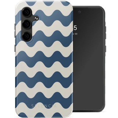 Afbeelding van Samsung Galaxy S24 FE Hoesje Kunststof Selencia Backcover/Hardcase Wave Vibes Classic Blue Telefoonhoesje