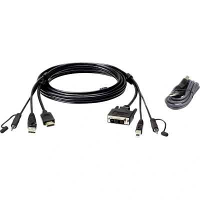 Afbeelding van ATEN KVM Aansluitkabel [1x HDMI stekker, USB A 2.0 Jackplug male 3,5 mm 1x DVI D bus B, mm] 1.80 m Zwart