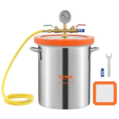 Afbeelding van VEVOR Vacuümkamer 3 gal 11,4 l container voor vacuümpomp deksel gehard glas ontgassing kamer 304 roestvrij staal vacuümcontainer houtstabilisatie ontgazer hars siliconen