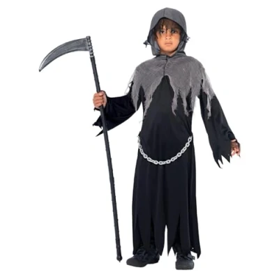 Afbeelding van Smiffys kinderen Grim Reaper kostuum, mantel &amp; kap