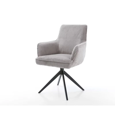 Afbeelding van DELIFE Draaistoel Heira Flex met armleuning koord zilver grijs kruisframe breed zwart 360 draaibaar rocker functie pocketveer kern