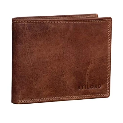 Afbeelding van STILORD &#039;Antonio&#039; Portemonnee Leder RFID en NFC Bescherming Heren EC Card Case Vintage Leder, Kleur:cognac antiek