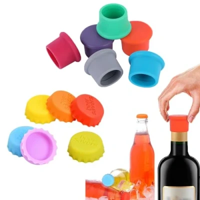 Afbeelding van 12 Stuks Siliconen Kroonkurken, Herbruikbare Bierflesdop, Kleurrijke Kroonkurk 100% BPA Vrij, Bierdop, voor Bier, Sap en Glazen Flessen