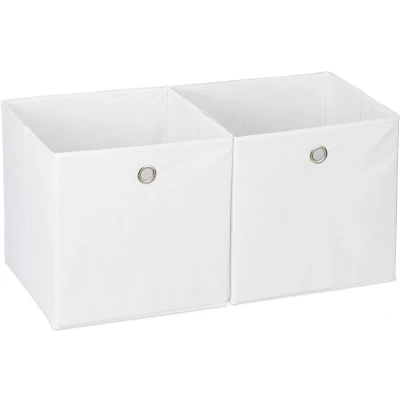 Afbeelding van 6 x opbergdoos stof, vierkant, opslag voor plank, stoffen doos in kubusvorm, HxBxD: 30 cm, wit
