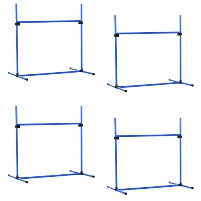 Afbeelding van PawHut Behendigheid hordenset slalomstokset honden 4 x horden oefening incl. tas blauw D07 018BU