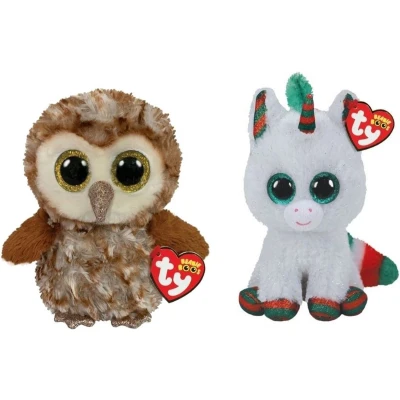 Afbeelding van Ty Knuffel Beanie Boo&quot;;s Percy Owl &amp; Christmas Unicorn