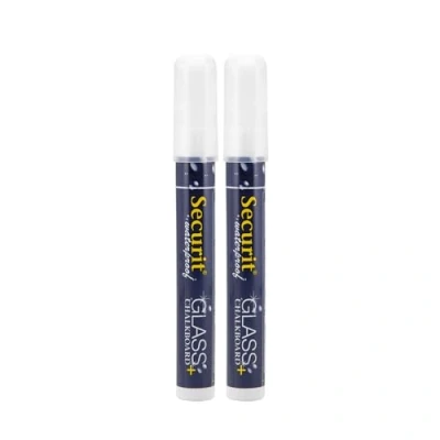 Afbeelding van Securit Medium 610 watervaste krijtstiften etuis 2x Wit
