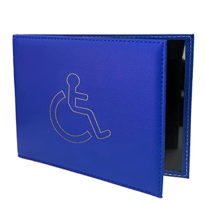 Afbeelding van Gehandicapte Badge Timer Parkeervergunning Cover, Houder Portemonnee Protector, Zachte PU Lederen Disability Cover Navy Blauw