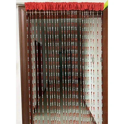 Afbeelding van ZiDeTang Acryl Kralen Deurgordijn Decor Kwastje Kamer Divider Gordijn (Rood, 100cm bij 195cm)