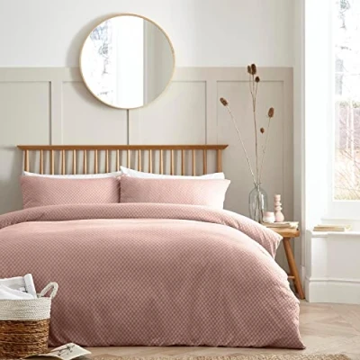 Afbeelding van Appletree Loft Santos Dekbedovertrek van 100% katoen Tweepersoonsbed in Blush