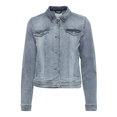 Afbeelding van ICHI Ihstamp Spijkerjas, Dames, Maat: 42, Washed light blue