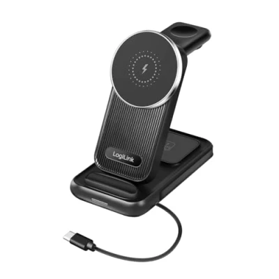 Afbeelding van LogiLink PA0292 4 in 1 laadstation met max. 20,5 W, Apple MagSafe compatibel, voor Samsung/Apple Watches en AirPods alle Qi compatibele smartphones