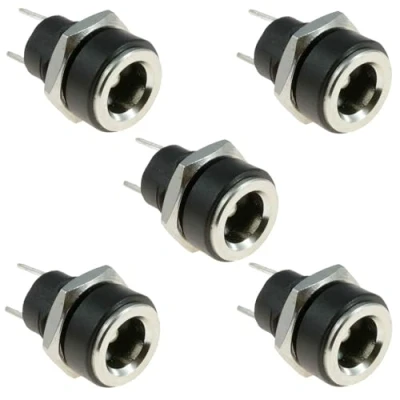 Afbeelding van DC 5.5mmx2.1mm Power Jack Socket 2 Terminal Type Panel Connector 5 stks