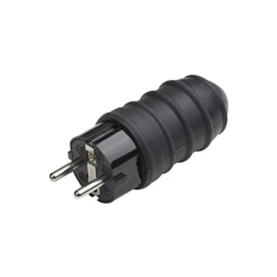 Afbeelding van Meister Veiligheidscontactstekker rubber/kunststof zwart 250 V 16 A maximale kabeldoorsnede 2,5 mm² IP44 buiten centrale invoer/geaarde stekker met ISO inzetstuk / 7421520