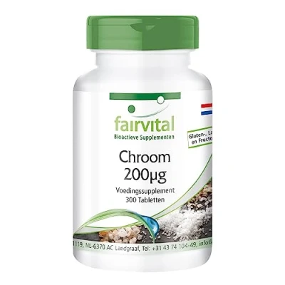 Afbeelding van Fairvital Chroom tabletten 200mcg HOOG GEDOSEERD VEGAN 300 chroompicolinaat (chromium)