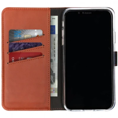 Afbeelding van Apple iPhone Xr Hoesje Echt leder Selencia Bookcase Lichtbruin Telefoonhoesje