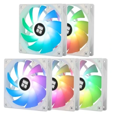 Afbeelding van Thermalright TL C12CW S X5 CPU ventilator, witte pc ventilator met 1550 omw/min toerental, 120 mm computerbehuizing, PWM besturingsventilator voor behuizing en vloeistofkoelers