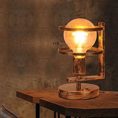 Afbeelding van AIRTWESD Decoratieve tafellamp, retro sfeerlamp, metalen bureaulamp E27 nachtlamp kamer met schakelaar (geen lamp)