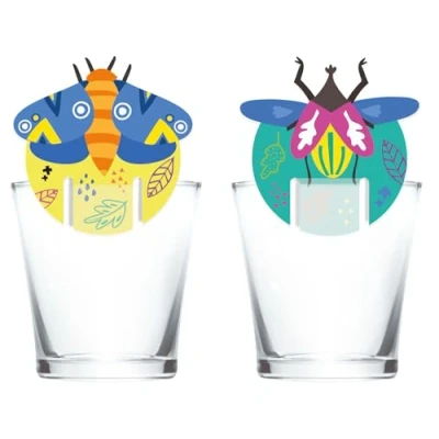 Afbeelding van Folat 62807 Kinderverjaardagsdecoratie, bosdieren, glasdecoratie, buzzing bugs 6 stuks feestservies papier, meerkleurig, Papier