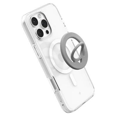 Afbeelding van Spigen Dual Pop MagFit Magnetische Telefoonringhouder voor MagSafe, Lichtgewicht Siliconen Telefoongreep iPhone 16 15 14 13 12 en MagSafe Hoesje Samsung S25 Ultra Plus Grijs
