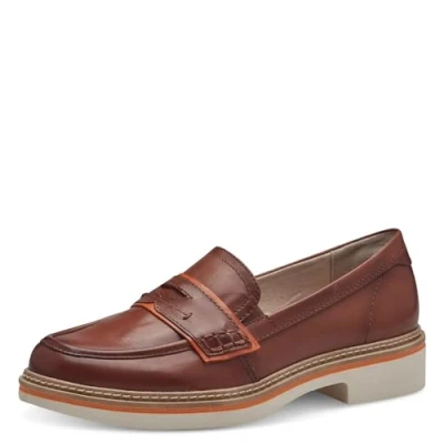 Afbeelding van Tamaris Comfort Damesslippers, van leer, elegant, cognac, 37 EU