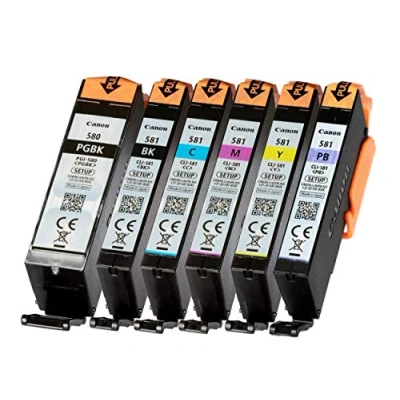 Afbeelding van Canon Setup PGI 580 CLI 581 set van 6 originele configuratie inktpatronen voor Pixma printers, incl. fotoblauw