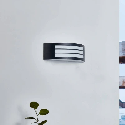 Afbeelding van Lindby buitenwandlamp Vimal, E27, 32 cm, zwart, aluminium