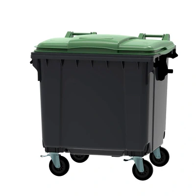Afbeelding van Container 1100 liter vlak deksel grijs/groen
