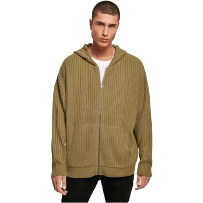 Afbeelding van Urban Classics Knitted ZIP Hoody Vest, Heren, Maat: Large, Tiniolive