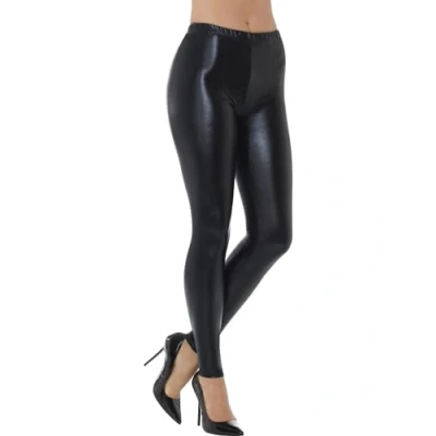 Afbeelding van Smiffy&#039;s Jaren 80 &amp; 90 Kostuum Zwarte Metallic Disco Legging Vrouw Zwart Small Carnavalskleding Verkleedkleding