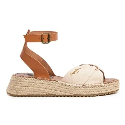 Afbeelding van Pepe Jeans KATE ONE Sandalen met sleehak, Dames, Maat: 39, Off white Leer