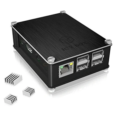 Afbeelding van ICY BOX IB RP102 behuizing voor Raspberry Pi 2, Raspi 3 Model B en B+, aluminium, koellichamen, luchtdoorlatend zijrooster, zwart
