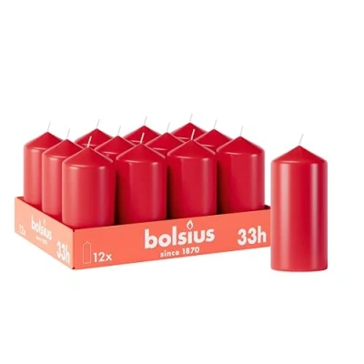 Afbeelding van Bolsius Essentials 12 Stompkaarsen 120/58 cm Delicate Red