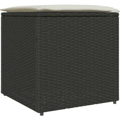 Afbeelding van vidaXL Buitenopbergbox Zwart en Crème Riet, Polyester 80 cm