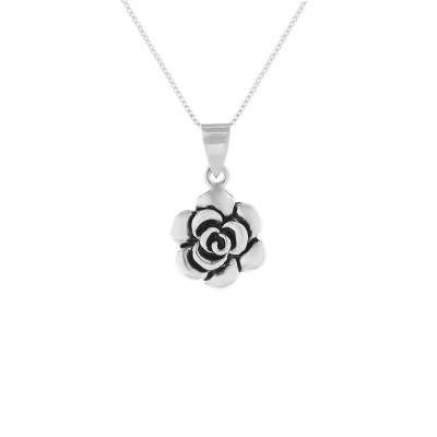 Afbeelding van Ketting dames Zilveren ketting, bloem hanger