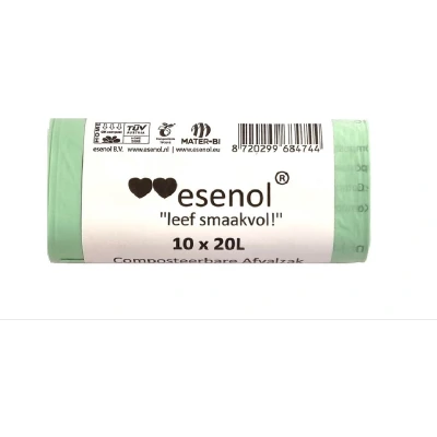 Afbeelding van Leef Smaakvol Esenol Composteerbare afvalzakken 20 liter 1 rol van 10st