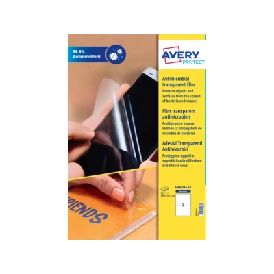 Afbeelding van Avery beschermfolie 199,6 x 143,5 mm transparant afneembaar antimicrobieel 2 10 vel AV AM002A4