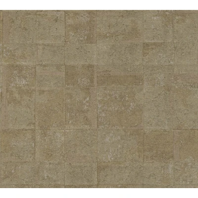 Afbeelding van METALLIC TEGELLOOK BEHANG Industrieel Bruin Goud Livingwalls Stories of Life