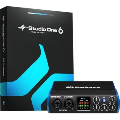 Afbeelding van PreSonus Studio 24c, 2 In/2 Out, 192 kHz, USB C Audio Interface met One Artist DAW, Ableton Live Lite en meer voor opnemen, streamen podcasten,Studio 24c (2 Preamp/2 Uitgangen)