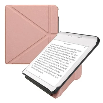 Afbeelding van kwmobile E reader hoesje geschikt voor Kobo Libra Colour hoes Ereader flip case met standaard cover van kunstleer In roségoud
