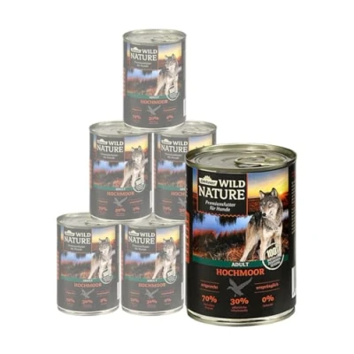 Afbeelding van Dehner Wild Nature Hondenvoer, hoogveen, natvoer, graanvrij/suikervrij, voor volwassen honden, eend, 6 x 400 g blik (2,4 kg)
